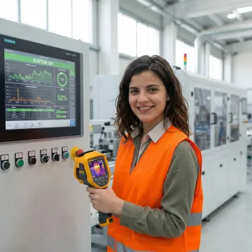 Industrial technician performing equipment diagnostics in a South Carolina manufacturing facility