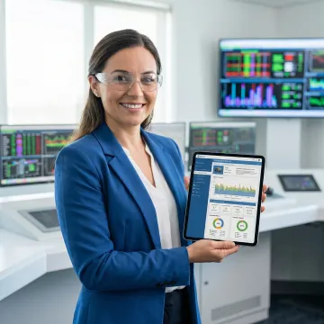 Engineer reviewing detailed inspection report on digital tablet