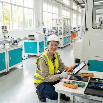 Industrial inspector conducting comprehensive equipment analysis with advanced diagnostic tools