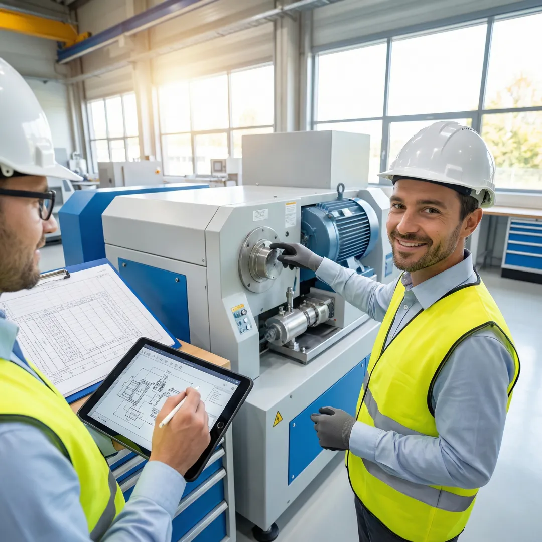 Industrial inspection process workflow with diagnostic equipment and documentation