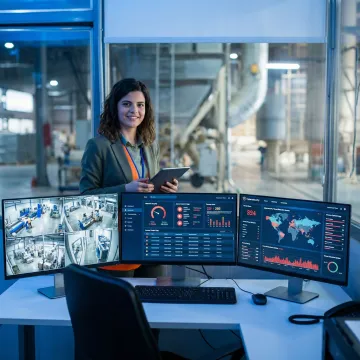 Integrated industrial security control room monitoring manufacturing operations