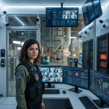 Advanced industrial security system monitoring manufacturing facility operations