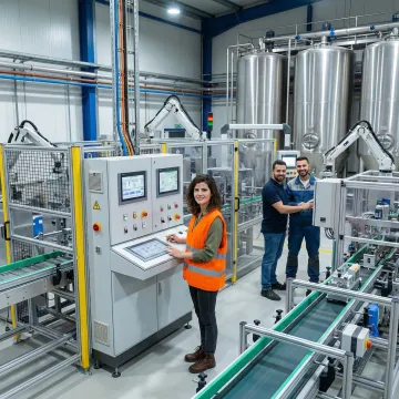 Modern industrial facility with advanced automation systems and control panels