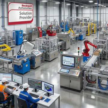 Modern industrial plant facility with automated control systems and engineering equipment