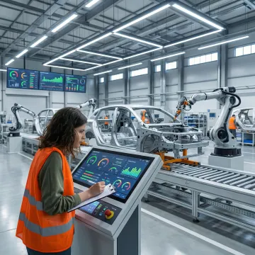 Advanced automotive manufacturing control system monitoring production line