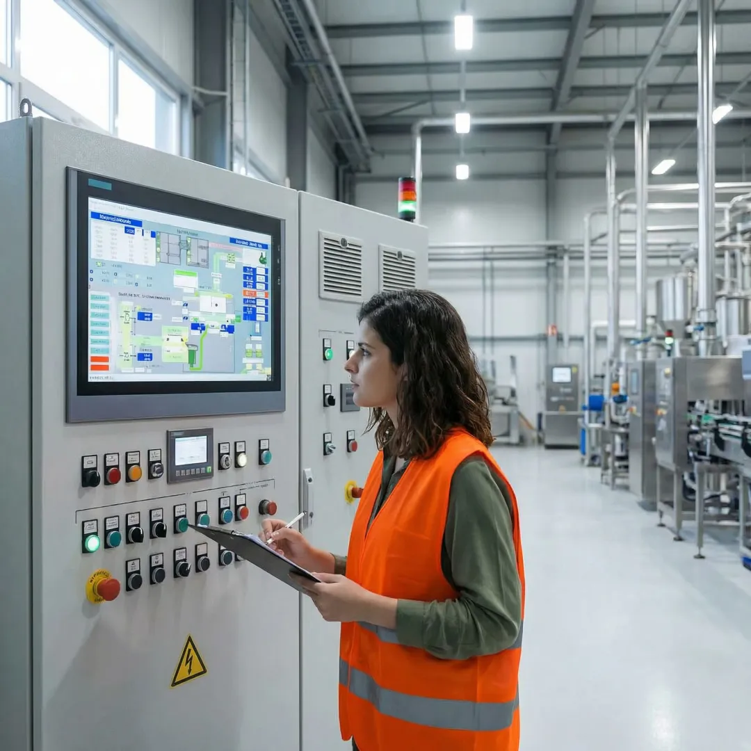 Modern PLC control panel with industrial automation equipment in Tennessee manufacturing facility