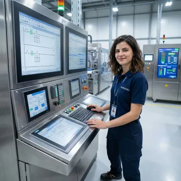 Industrial PLC automation control panel in modern South Carolina manufacturing facility