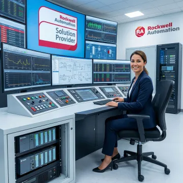 Advanced industrial control panel with digital displays and monitoring systems in a Florida manufacturing facility