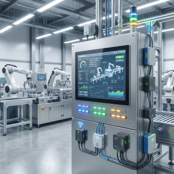 Modern industrial automation control panel in South Carolina manufacturing facility