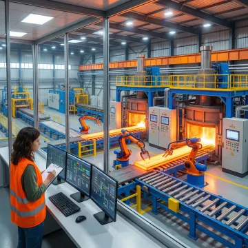 PLC-controlled metals production line with automated material handling systems