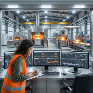 Advanced PLC control panel monitoring metals production automation systems