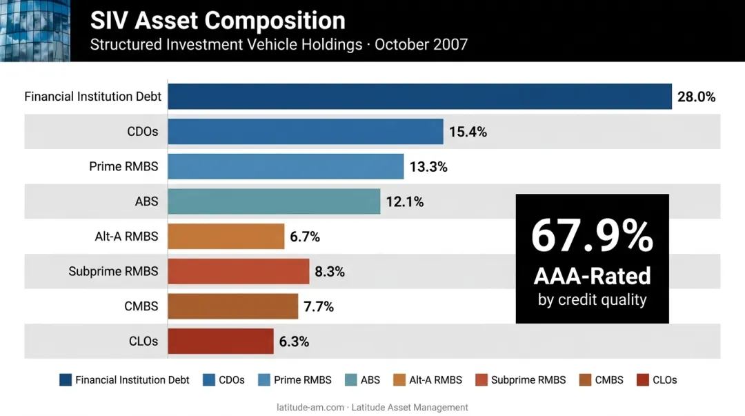 SIV asset portfolio composition October 2007 breakdown by asset class percentage
