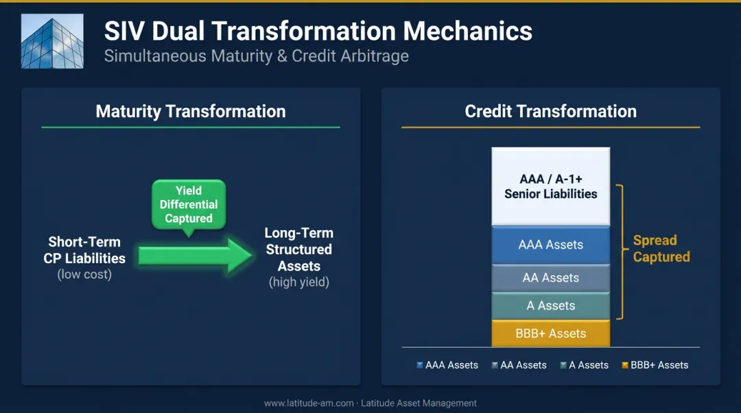 SIV dual transformation model maturity and credit spread arbitrage diagram