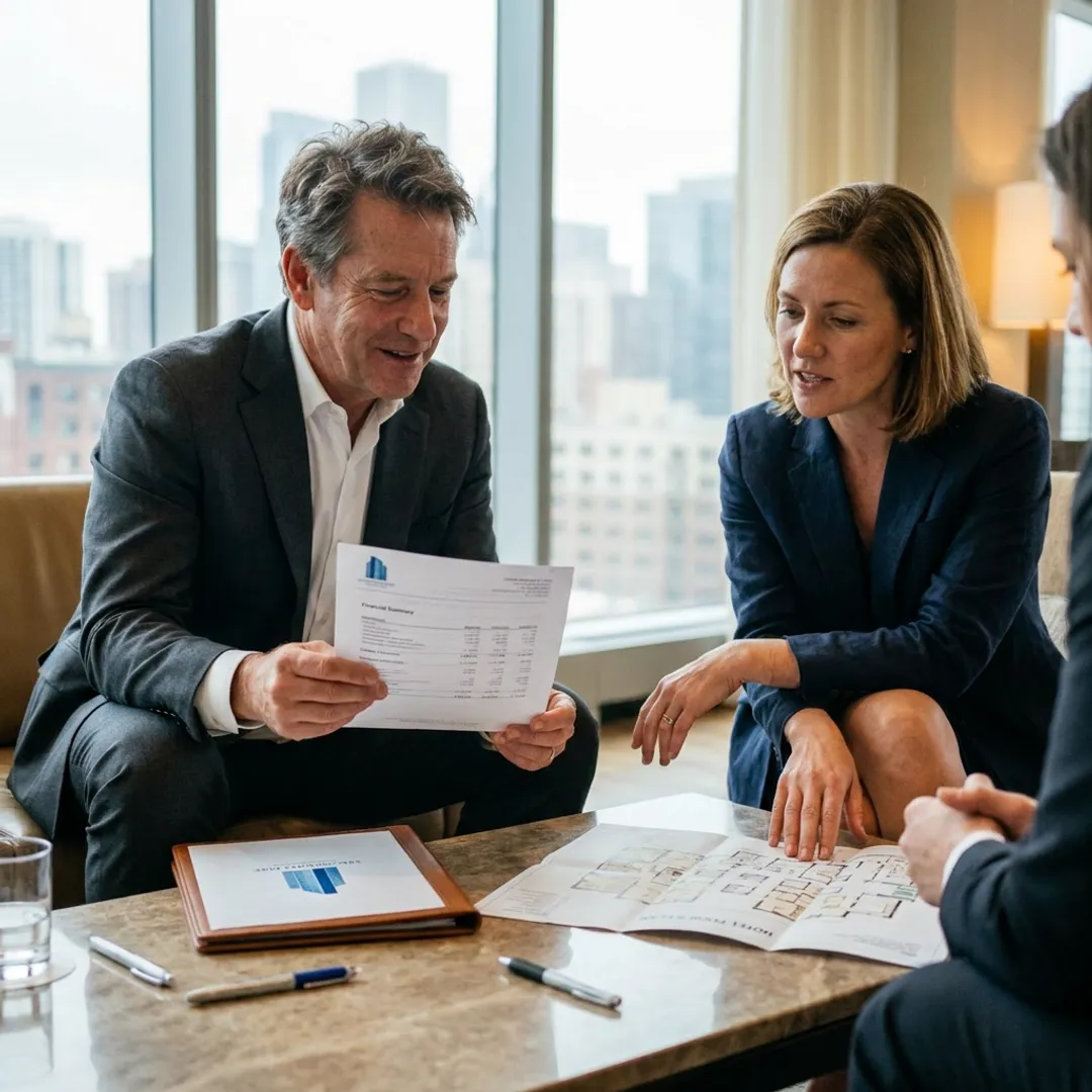 Hotel consultant meeting with investors in Chicago