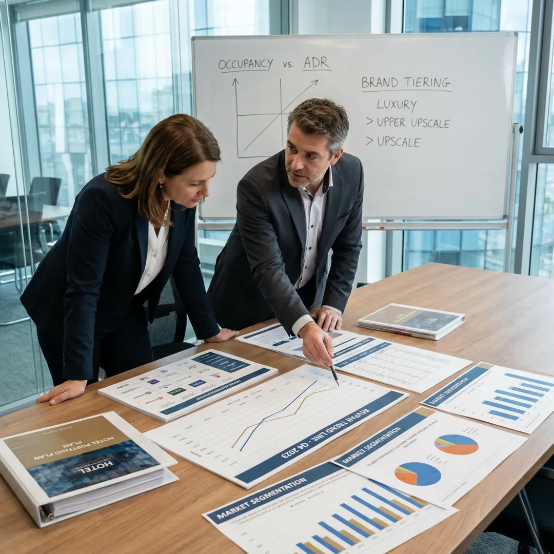 Hotel advisors reviewing sales and marketing strategy