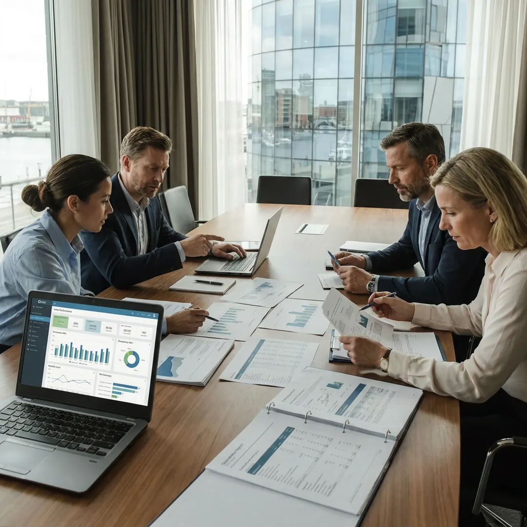 Hotel asset team reviewing turnaround plans