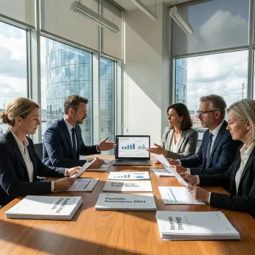 Hotel executive reviewing operating reports