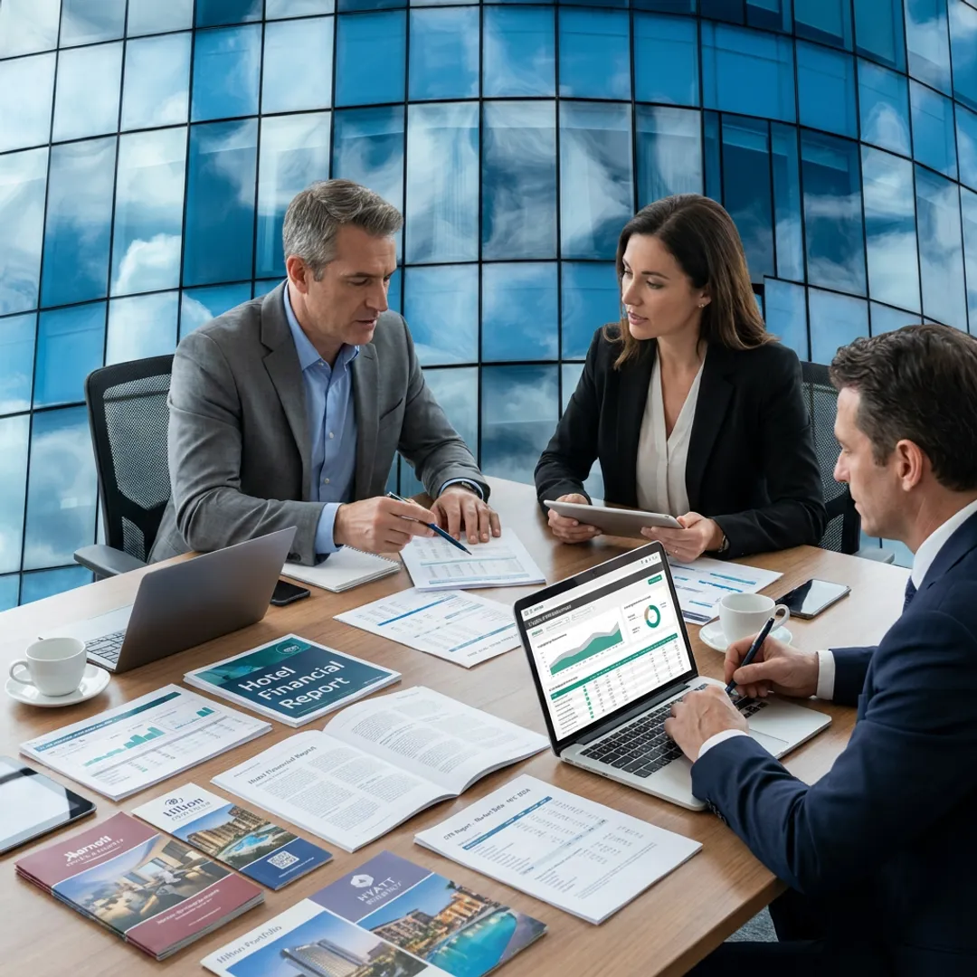 Hospitality consultants reviewing hotel investment strategy
