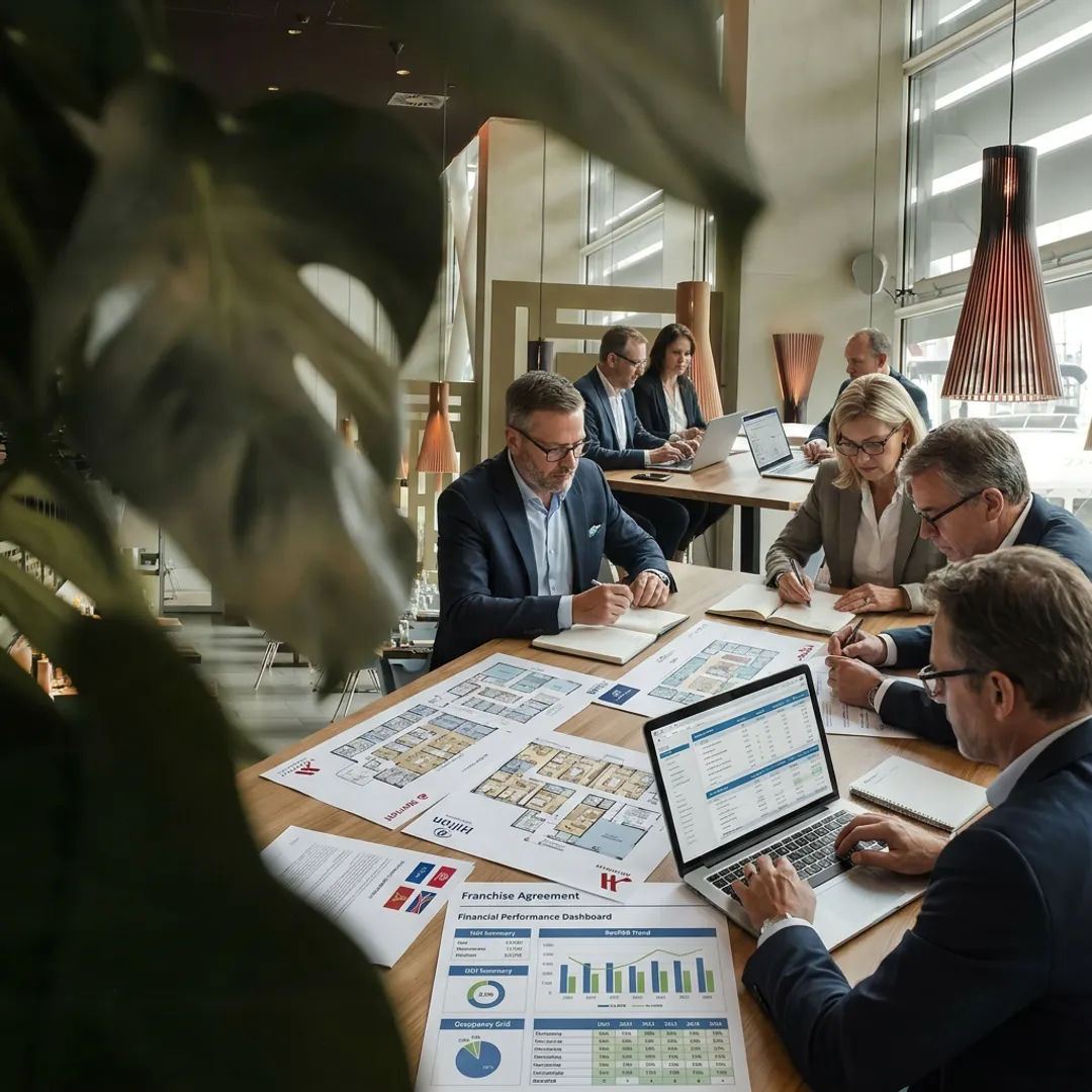 Branded hotel project management meeting