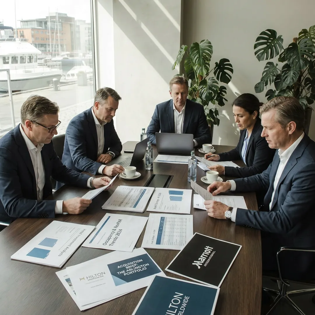 Hospitality consultants reviewing hotel investment strategy