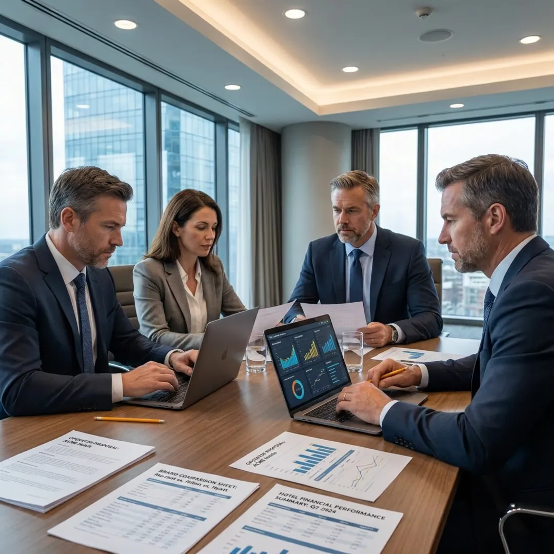 Hotel investors reviewing operator proposals