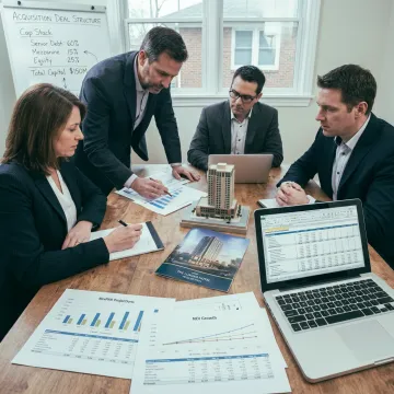 Hotel acquisition advisors reviewing investment plans