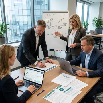 Hotel advisors reviewing operational plans