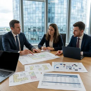 Advisors reviewing hotel development plans