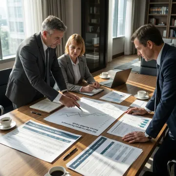 Advisors reviewing hotel portfolio strategy documents
