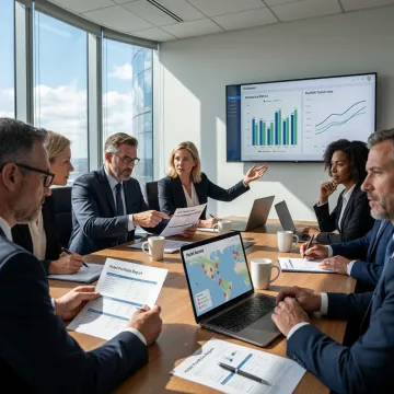 Hotel investment advisors reviewing portfolio strategy