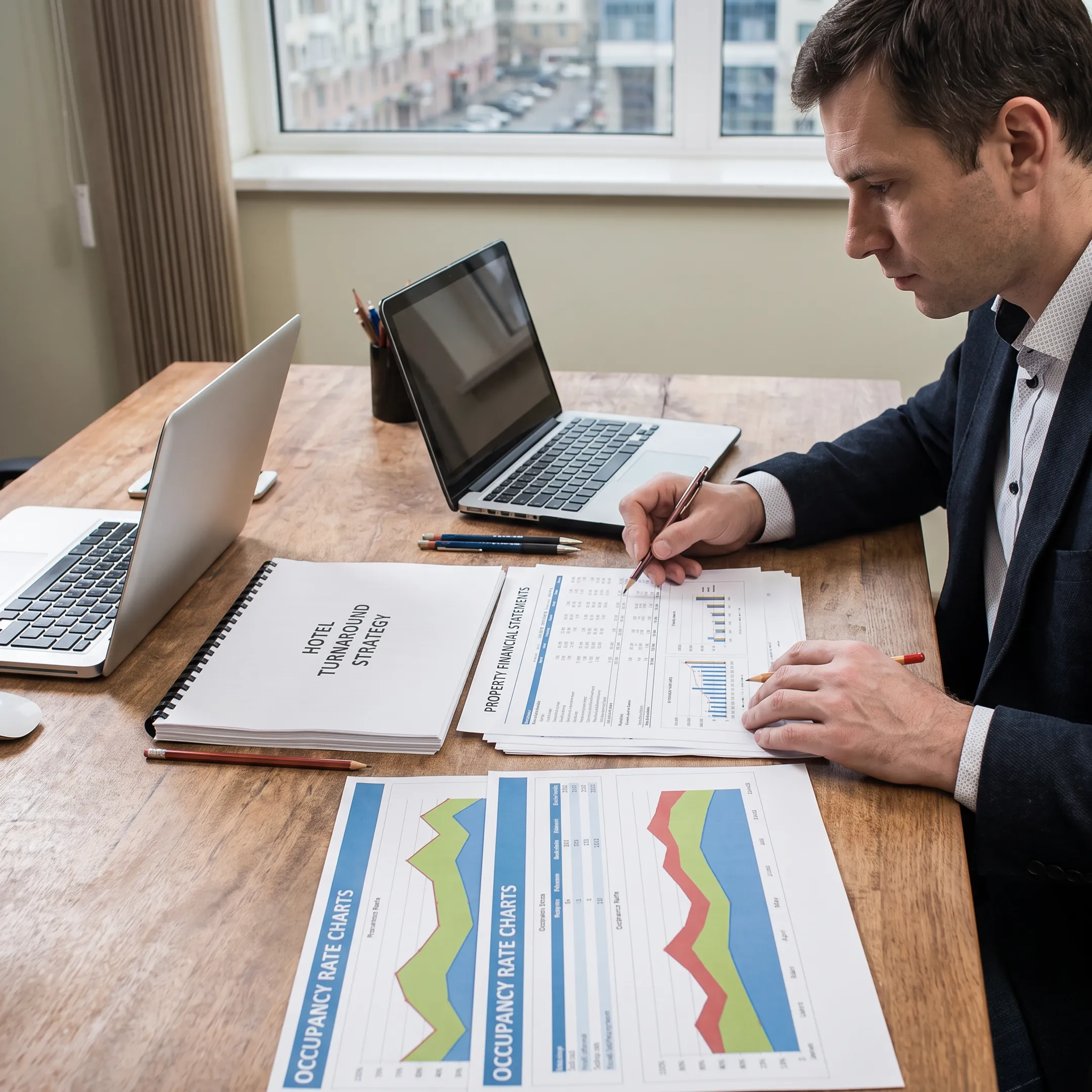 Advisor reviewing hotel recovery strategy
