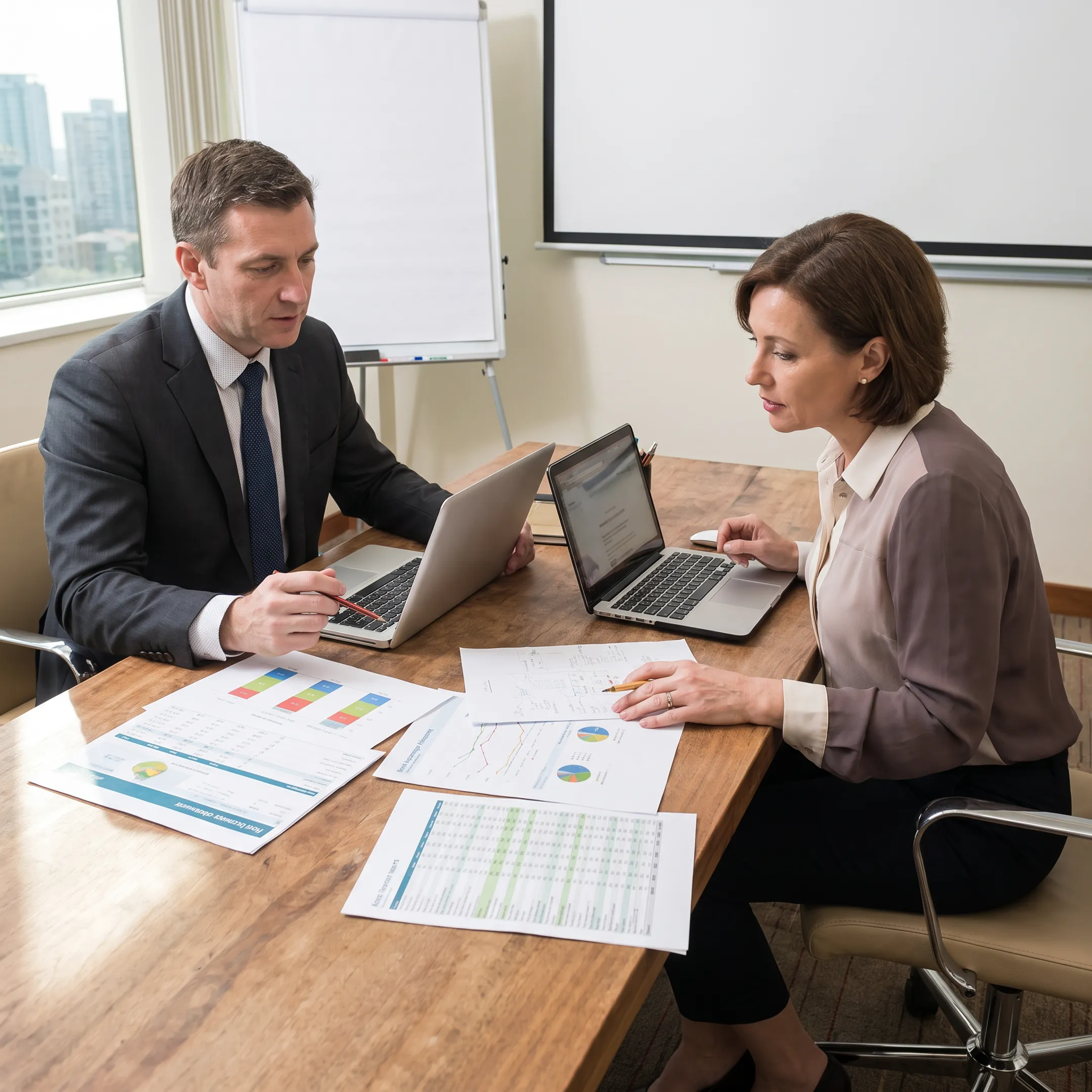 Hotel asset manager reviewing property performance