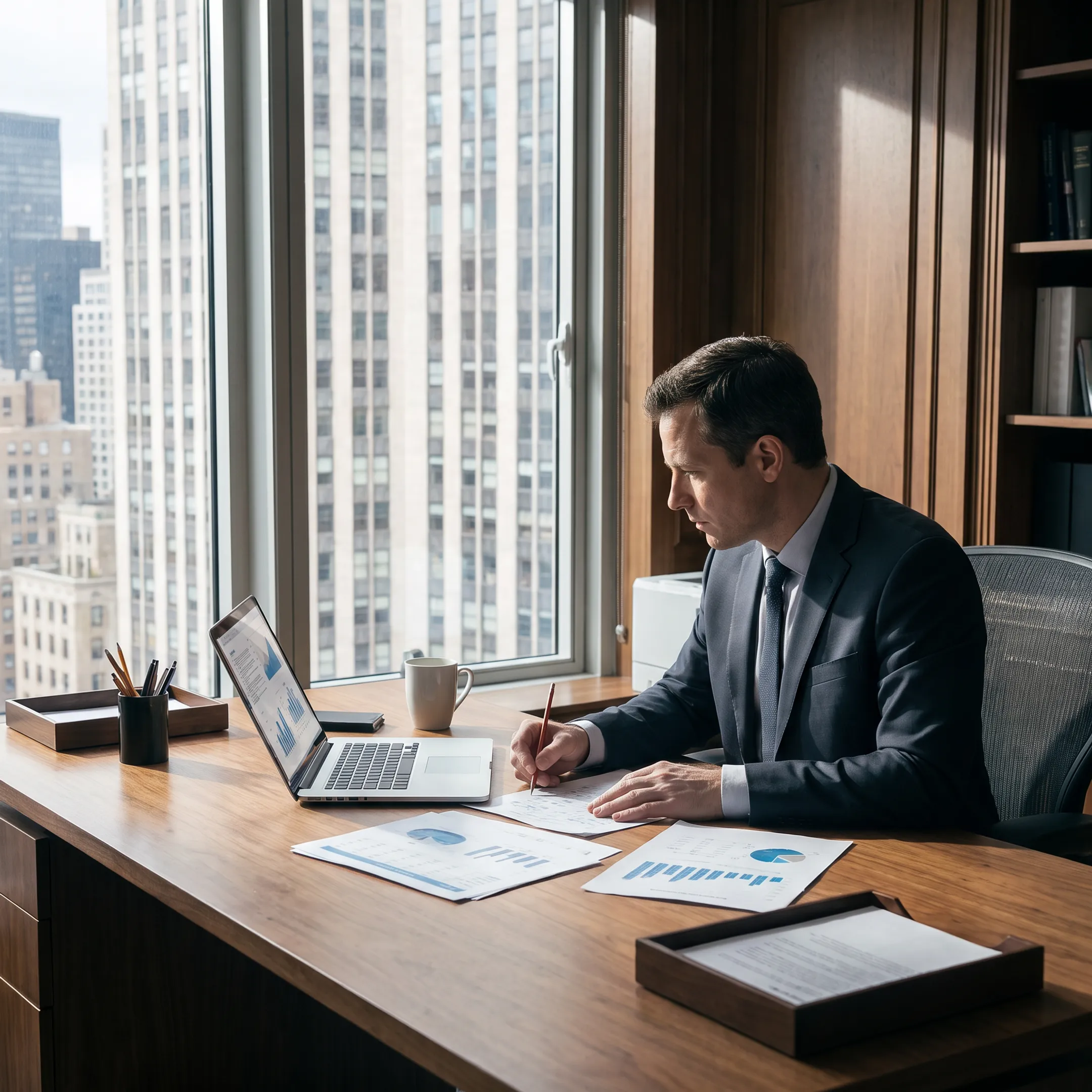 Hotel asset manager reviewing a New York City property