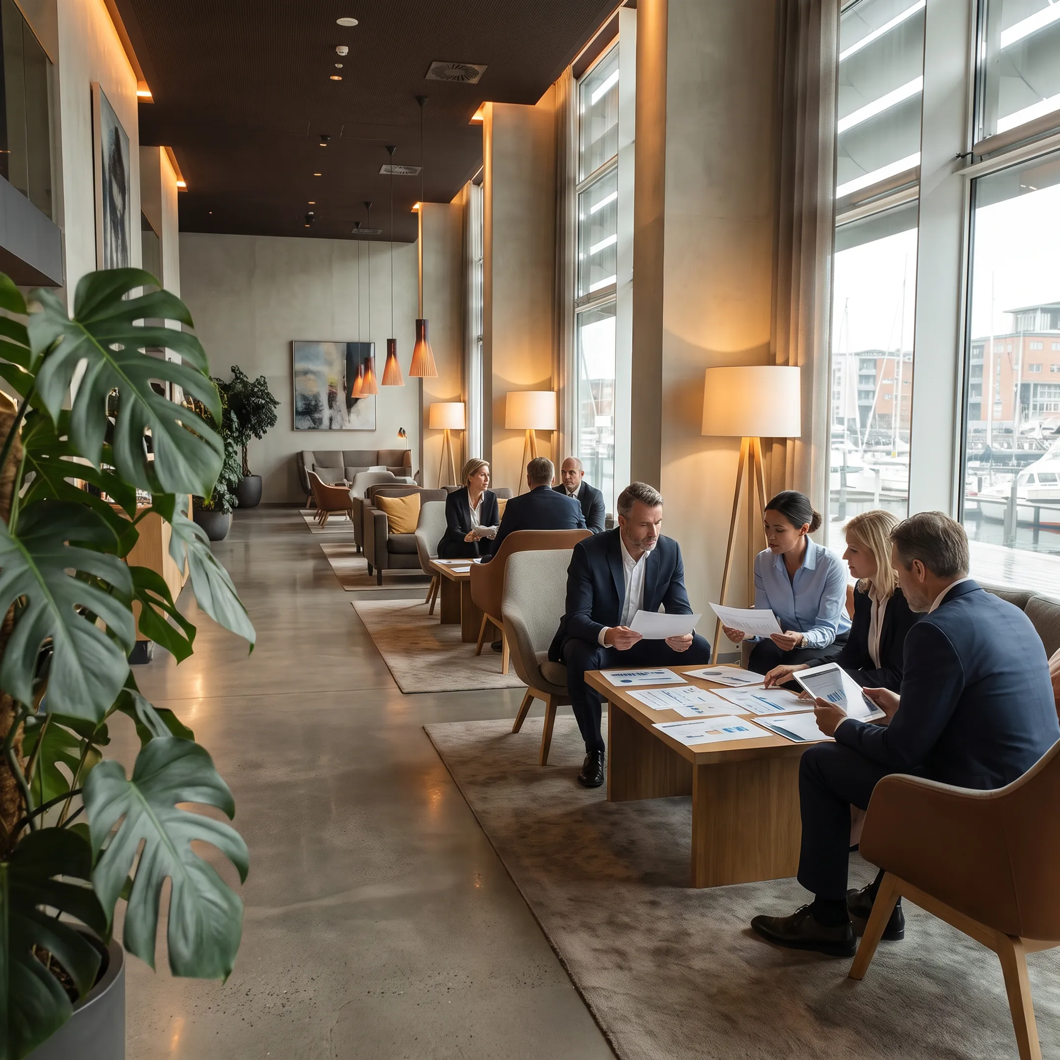 Hotel executives reviewing turnaround performance plans