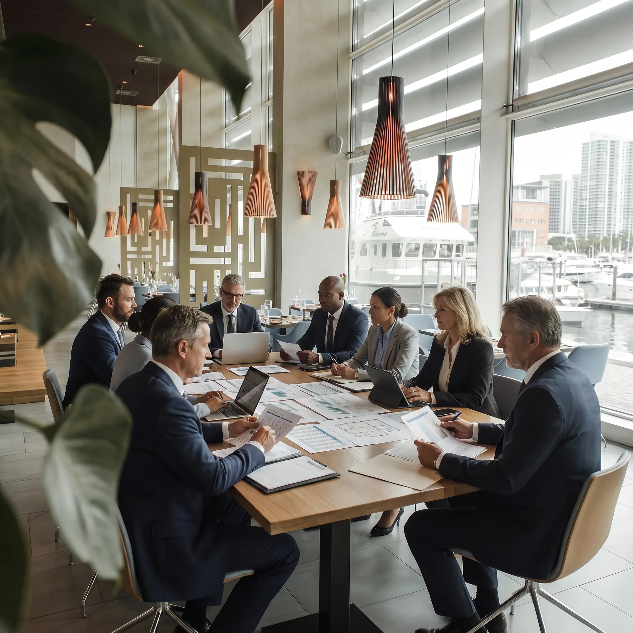 Hospitality advisors reviewing hotel investment plans