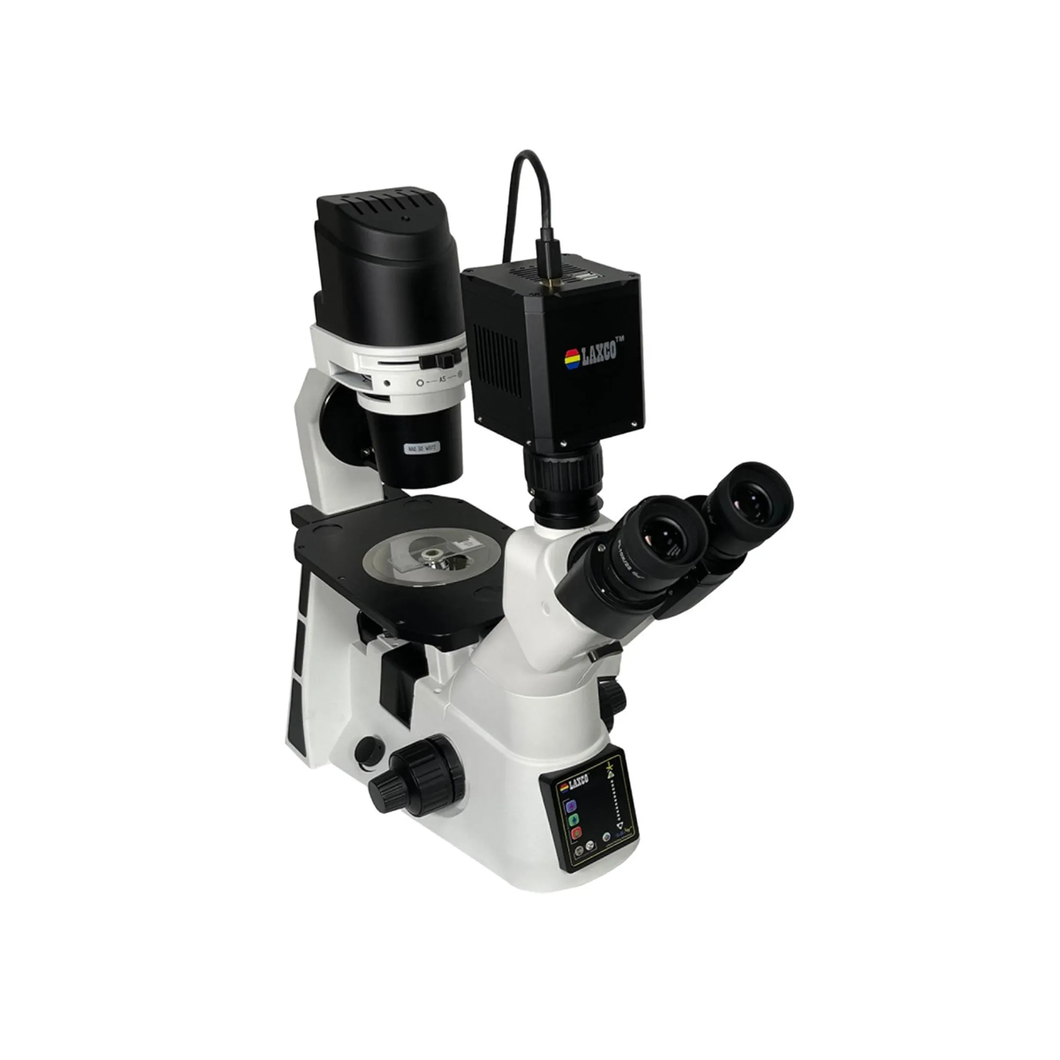 Scientist using a digital microscope imaging system