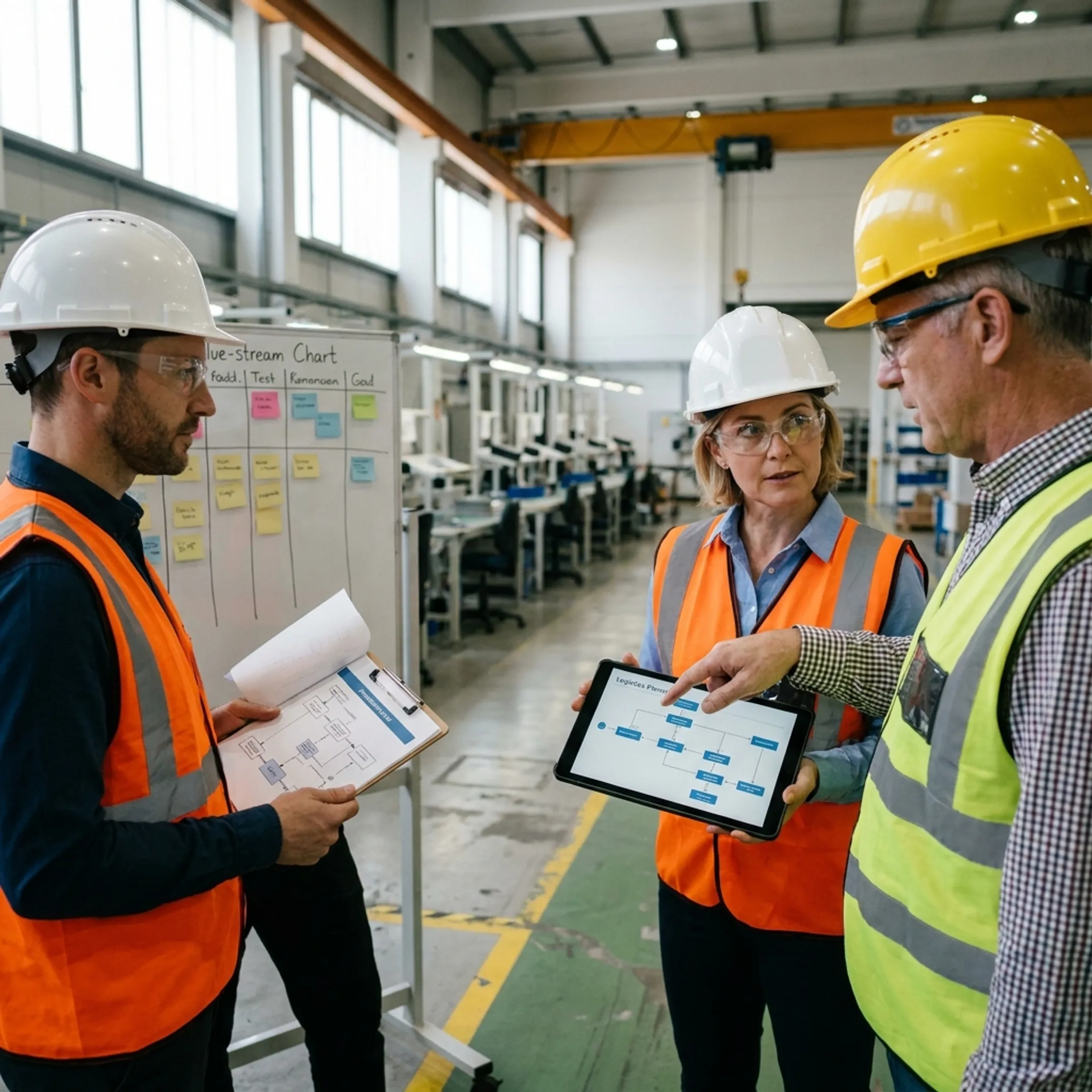 Operations advisory team evaluating supply chain risks