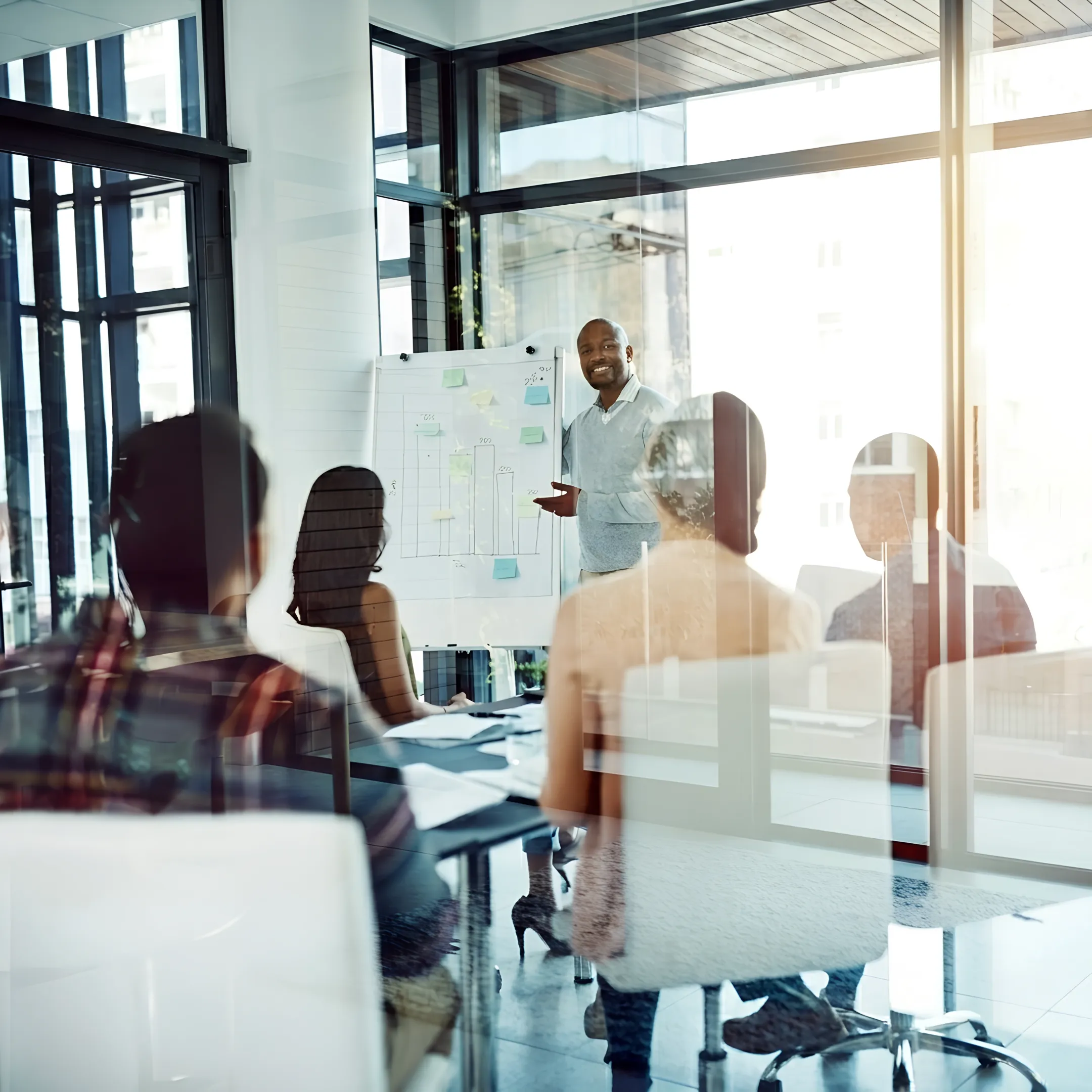 Instructor leading an operational excellence training course with business professionals.