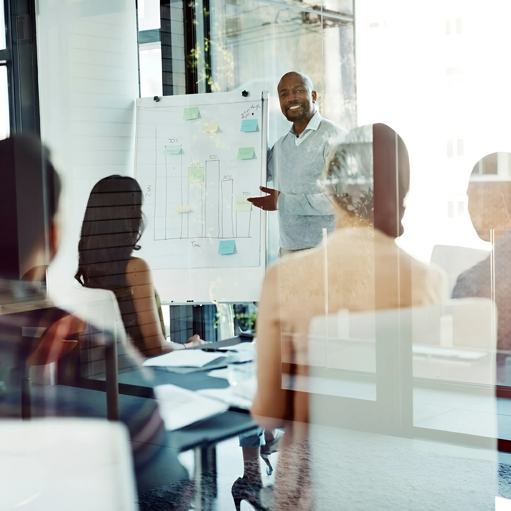 Advisors guiding a leadership workshop on enterprise process transformation