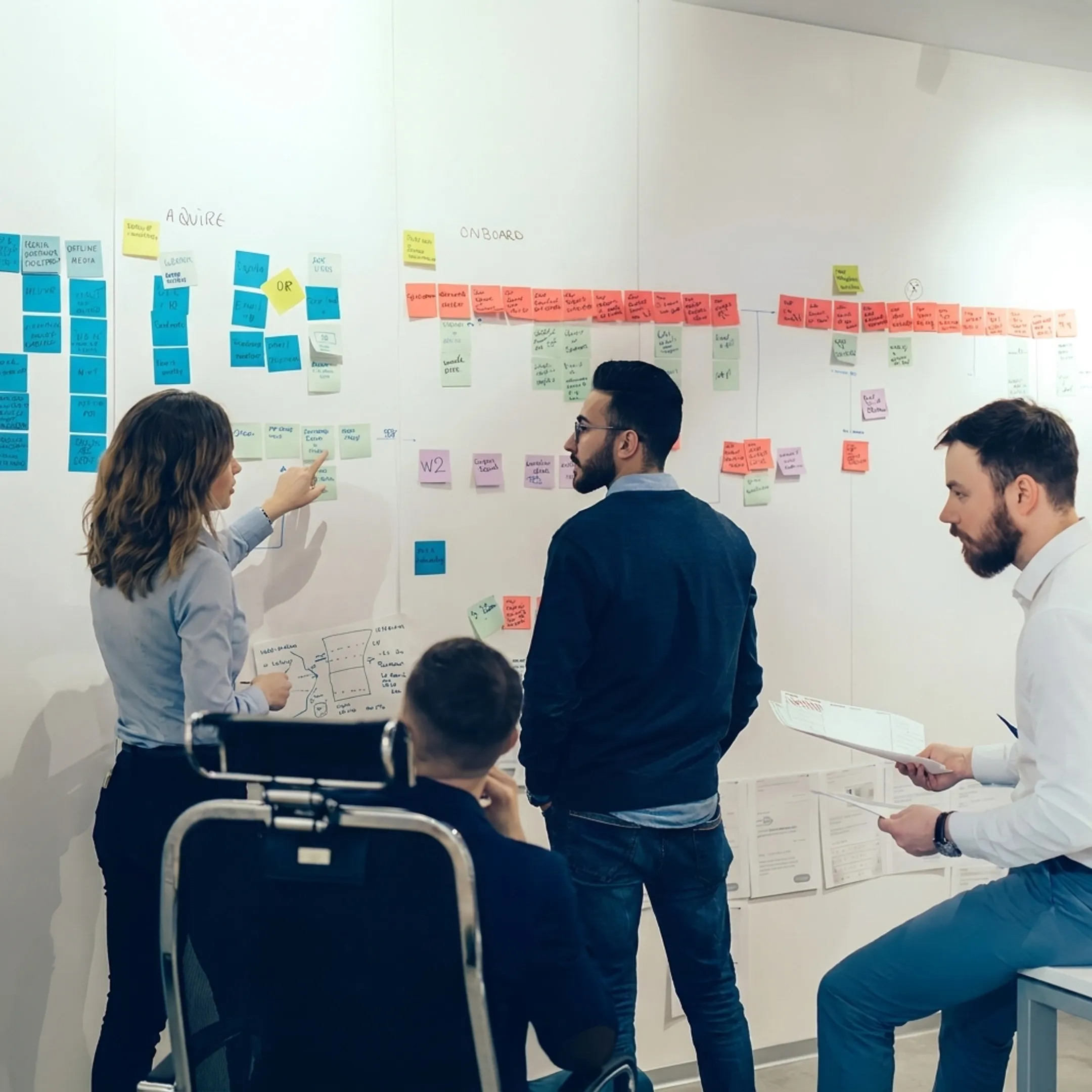 Business leaders collaborating during Lean operational workshop