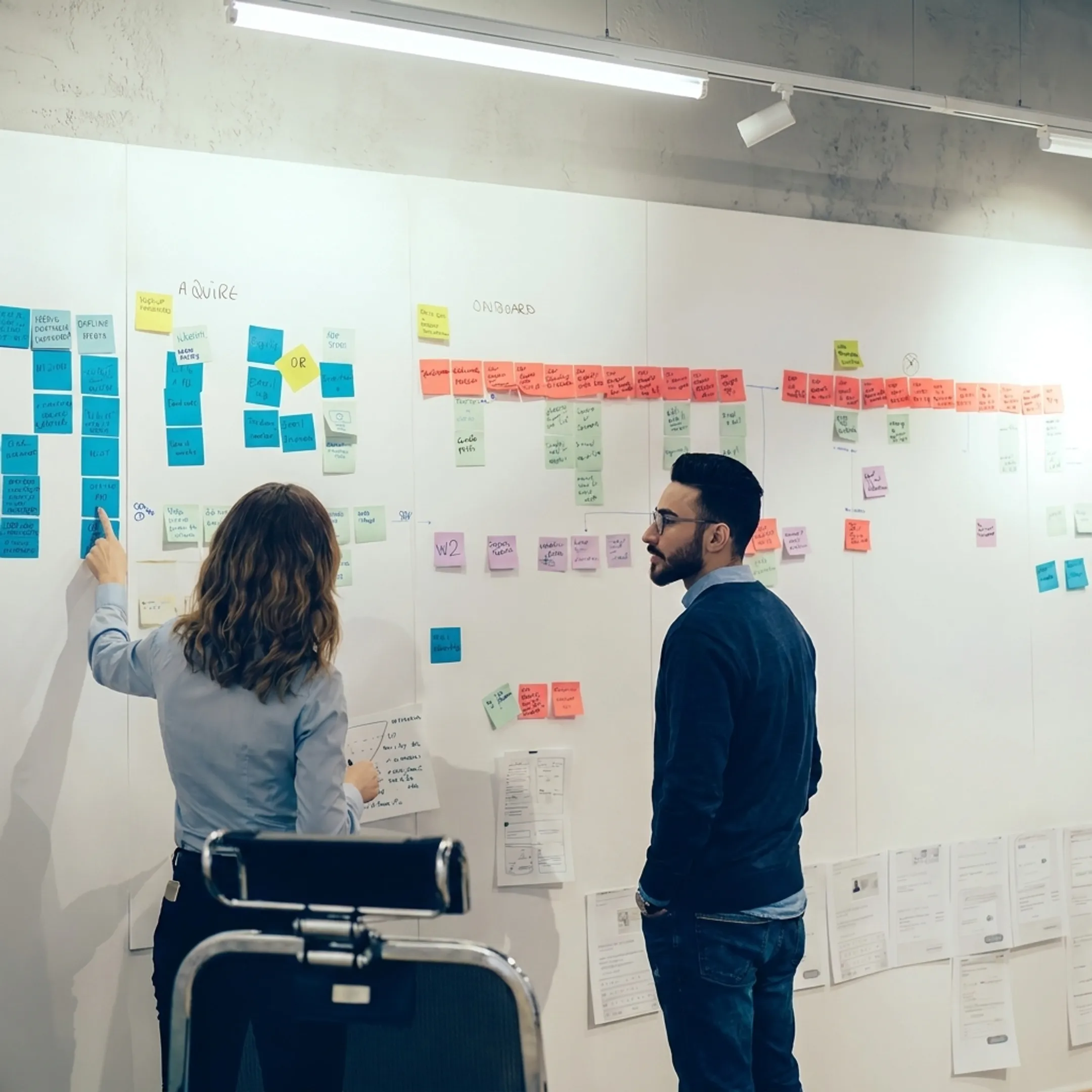 Professional business consultant coaching a team leader on operational strategies