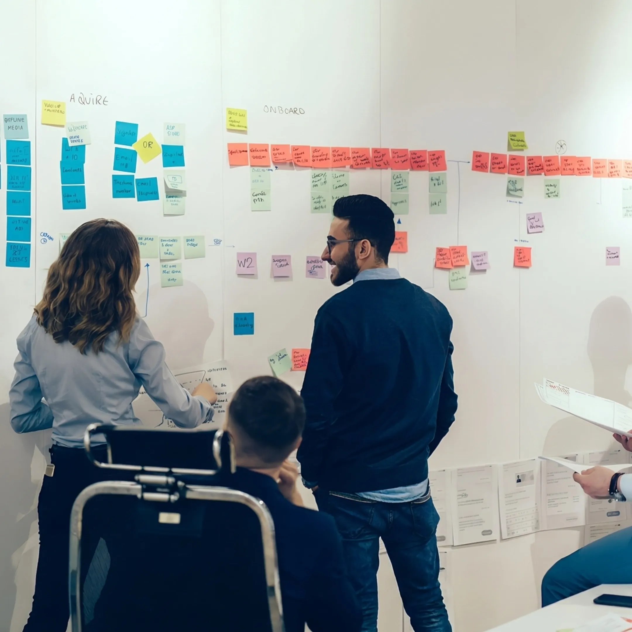 Operational consultant mapping value stream processes with enterprise leaders