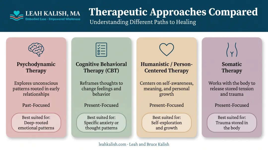 Four major therapeutic approach categories compared side by side