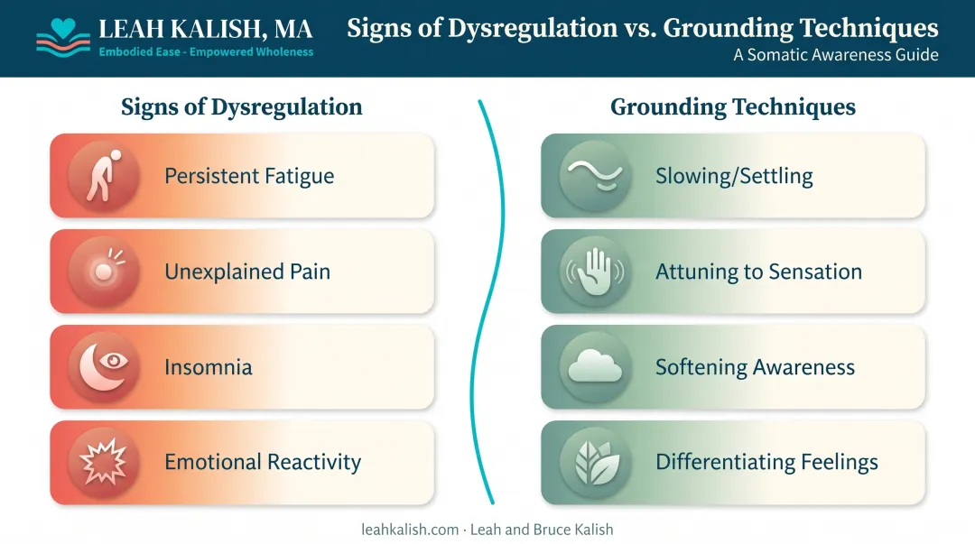 Nervous system dysregulation symptoms and grounding techniques breakdown