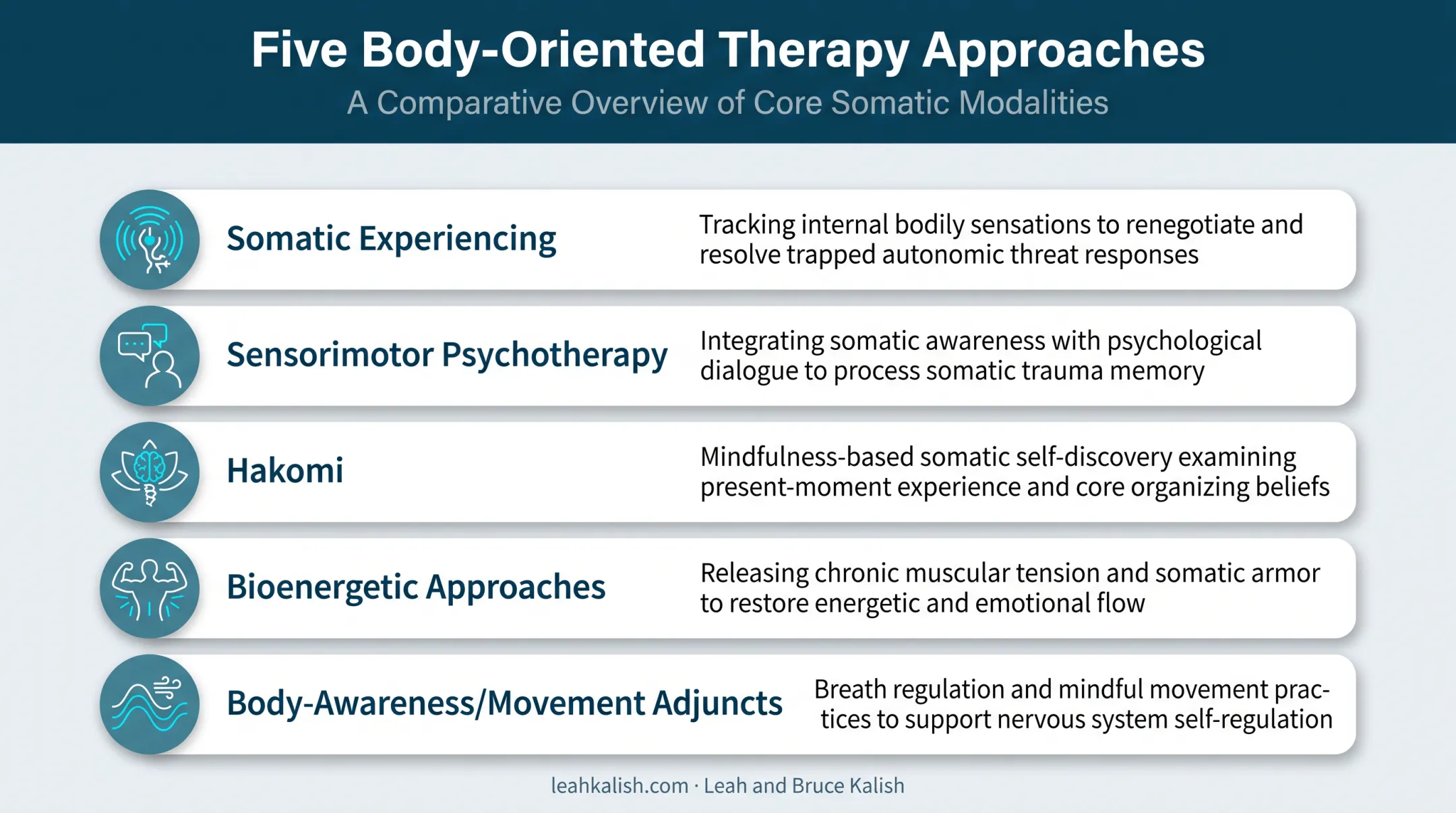 Comparison of five somatic and body-oriented trauma therapy approaches