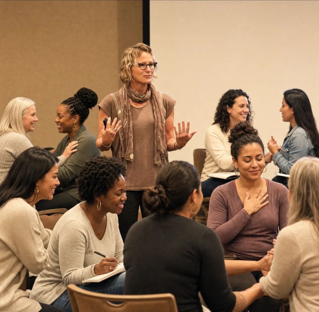 Diverse group of professional coaches in a training workshop setting