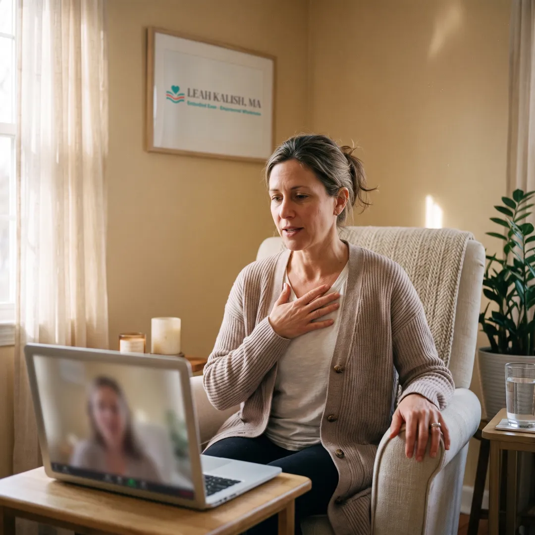 Virtual somatic therapy session with a compassionate facilitator