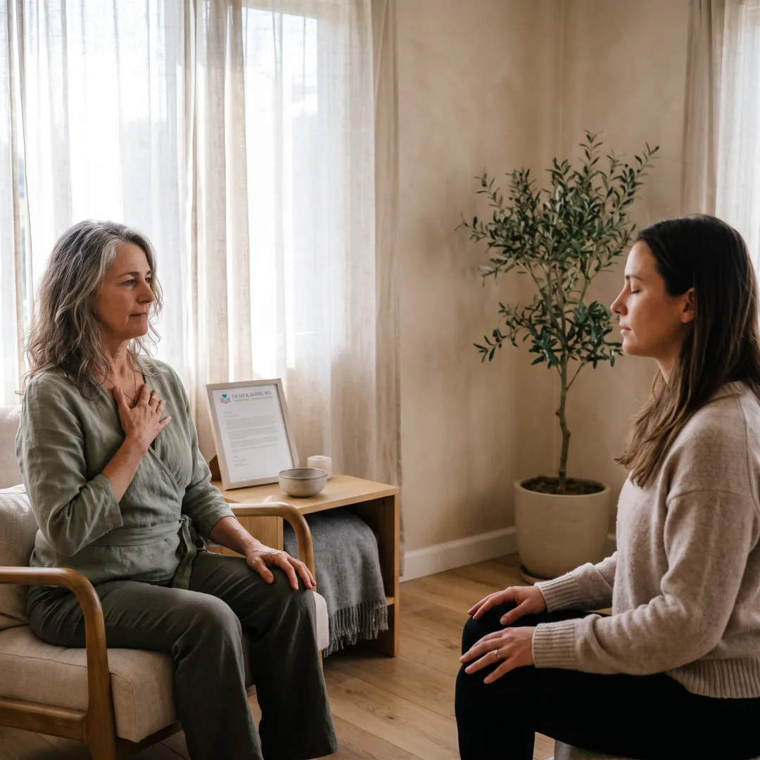 Facilitator supporting a grounding practice