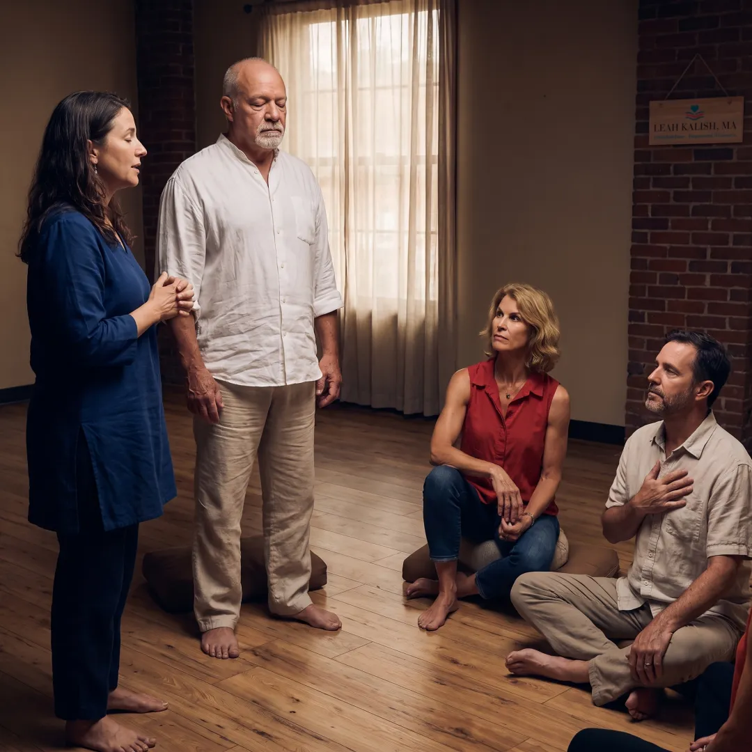 Adult learners in a somatic practice workshop