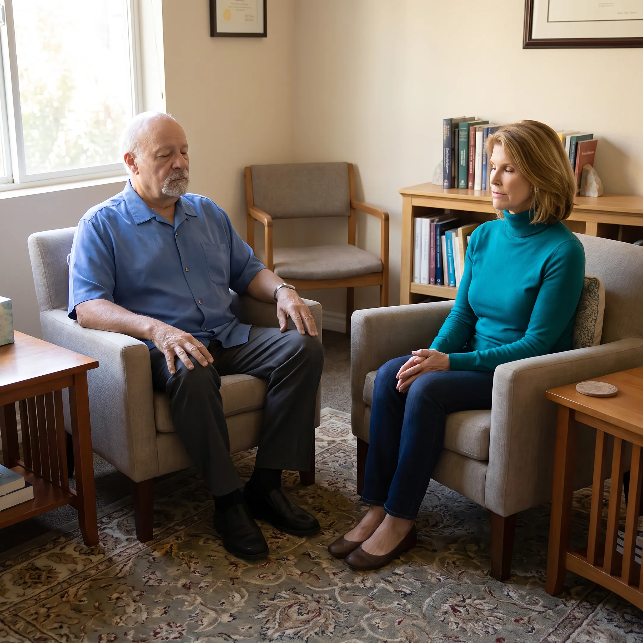 Facilitator supporting a client during an embodied healing session